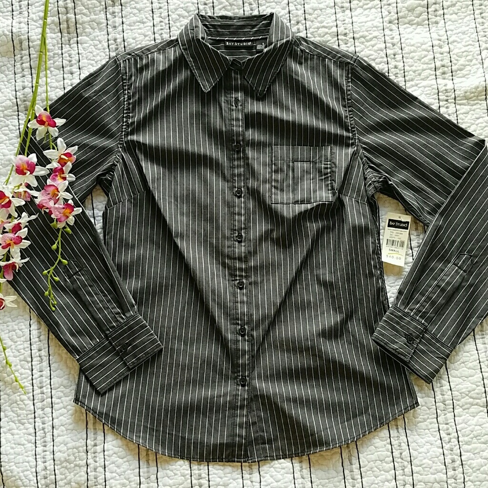 NWT Bay Studio Button-Down Pinstripe Dress Shirt